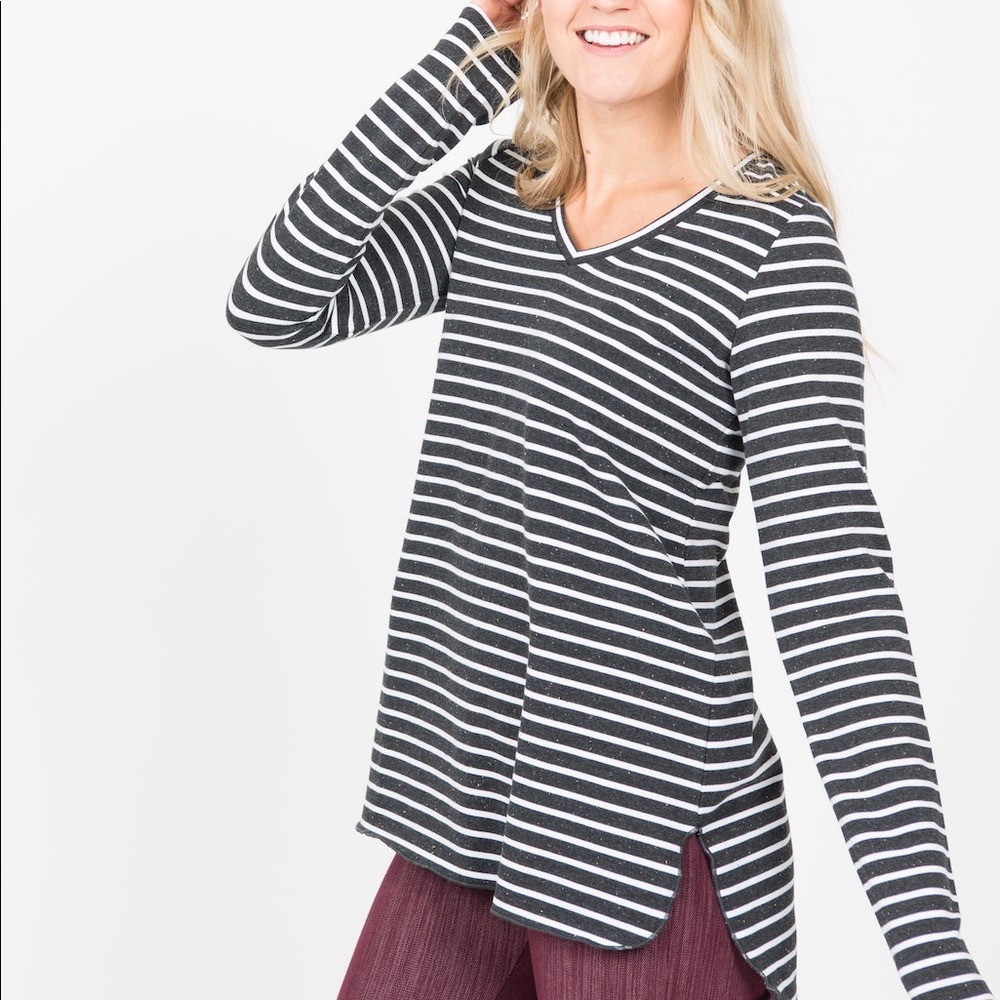 Vincent Hi-Lo Top Charcoal/White Speckled Stripe